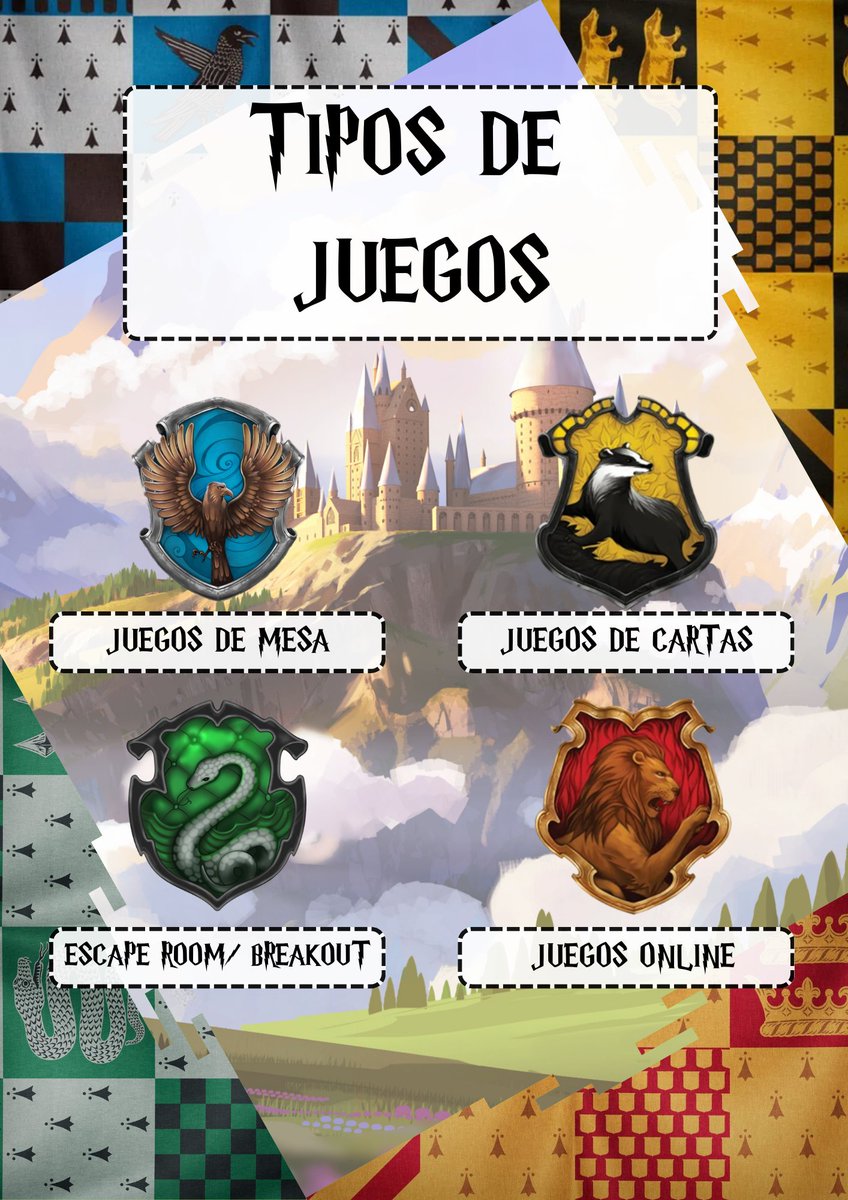 El dossier consta de 4 tipos de juego diferentes:
🔵Juegos de mesa 🦅
🟡Juegos de cartas 🦡
🟢Breakout/ Escape room 🐍
🔴Juegos online 🦁