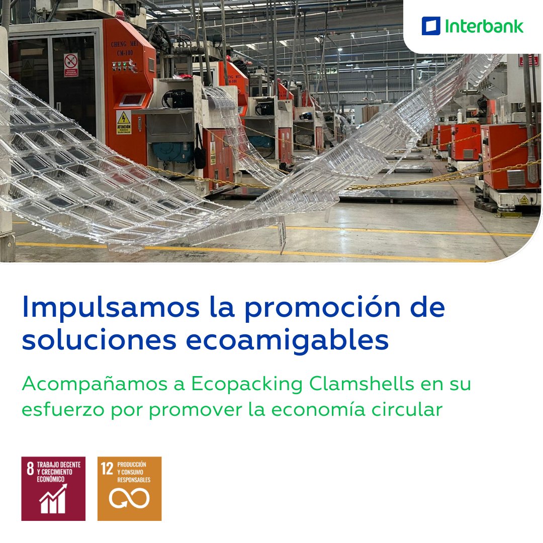 interbank's tweet photo. ¡Acompañamos a #Ecopacking en el impulso de sus operaciones eco-amigables a través de un #FinanciamientoVerde!💚
Otorgamos leasing verde por US$4MM con el objetivo de ampliar su planta recicladora e implementar soluciones de empaque sostenibles.
#EconomíaCircular #PréstamosVerdes https://t.co/j60bDvL2AN
