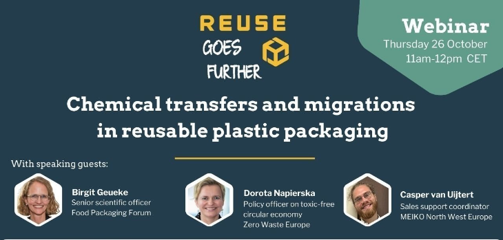 Aanmelden voor de webinar van Planet Reuse aankomende donderdag kan nog steeds via bit.ly/45J4oIF. 
Centrale vraag tijdens de webinar is hoe we ervoor kunnen zorgen dat de uitstoot van zorgwekkende stoffen en verontreiniging van herbruikbare verpakkingen wordt voorkomen?