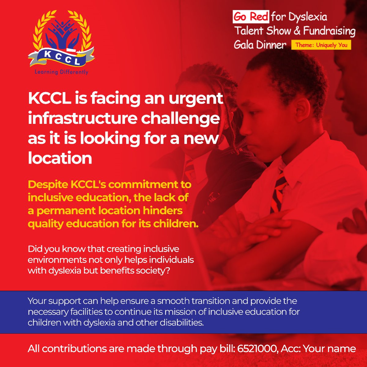 MrOnsase's tweet photo. .@KCCLkenya needs your support to upgrade our learning space for special needs students. Together, we can provide them with a dignified and conducive environment to learn and grow.
PayBill: 6521000
Acc No. Your Name
#SupportKCCL https://t.co/jr1XCqeJwt
