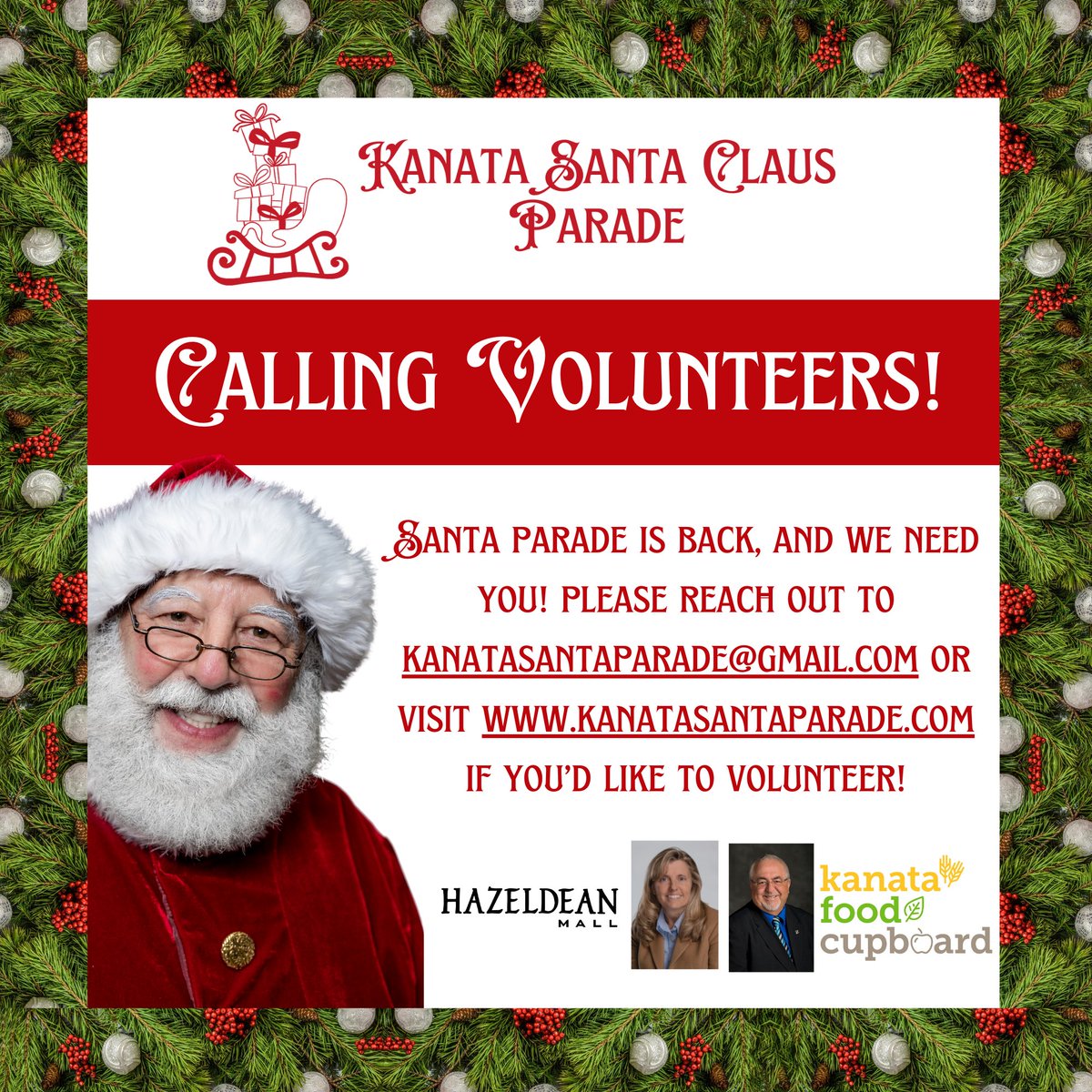 KSCParade's tweet photo. The Hazeldean Mall Santa Claus Parade Needs Volunteers

Are you passionate about your community? Are you a student looking for volunteer hours? Become a volunteer for the upcoming Santa Claus Parade!

How to Get Involved:
Visit our website at https://t.co/SNSdkVZaoa
1/2 https://t.co/NhkZBbv5Na