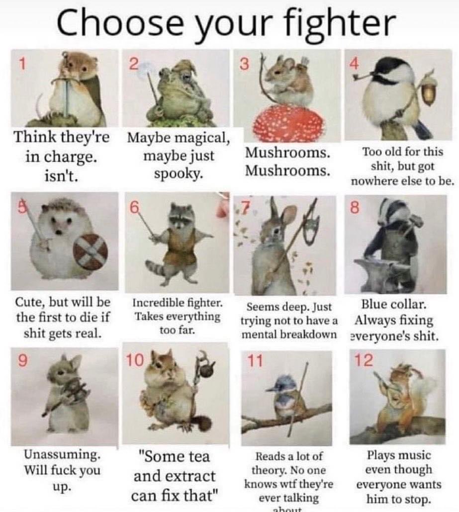I’ve been thinkin real hard about this. I think I’ve gotta be either 2 or 9. Do you agree?

Also which one are you??? 

#magic #twitch #question #fantasy #tagyourself #frog