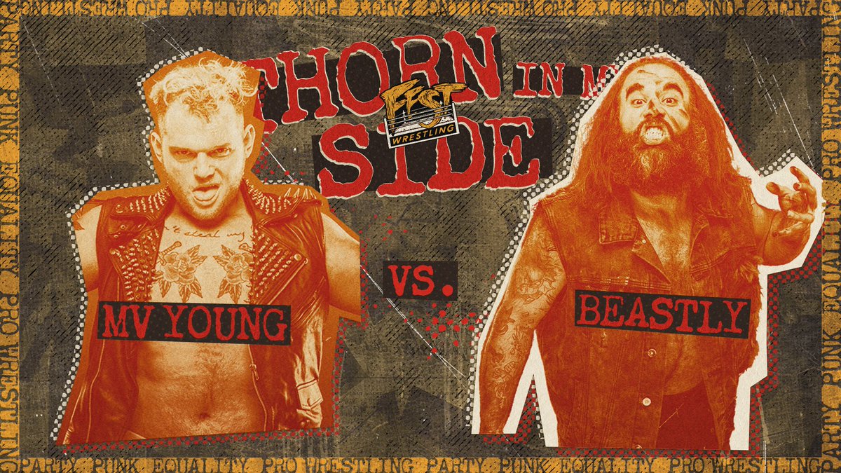 It's officially FEST week!! 
This weekend at #ThornInMySide, MV Young faces off against Beastly.

Don't miss the biggest party of the year! 🎉🎃

🎟: festwrestling.com  // FREE with FEST21 pass