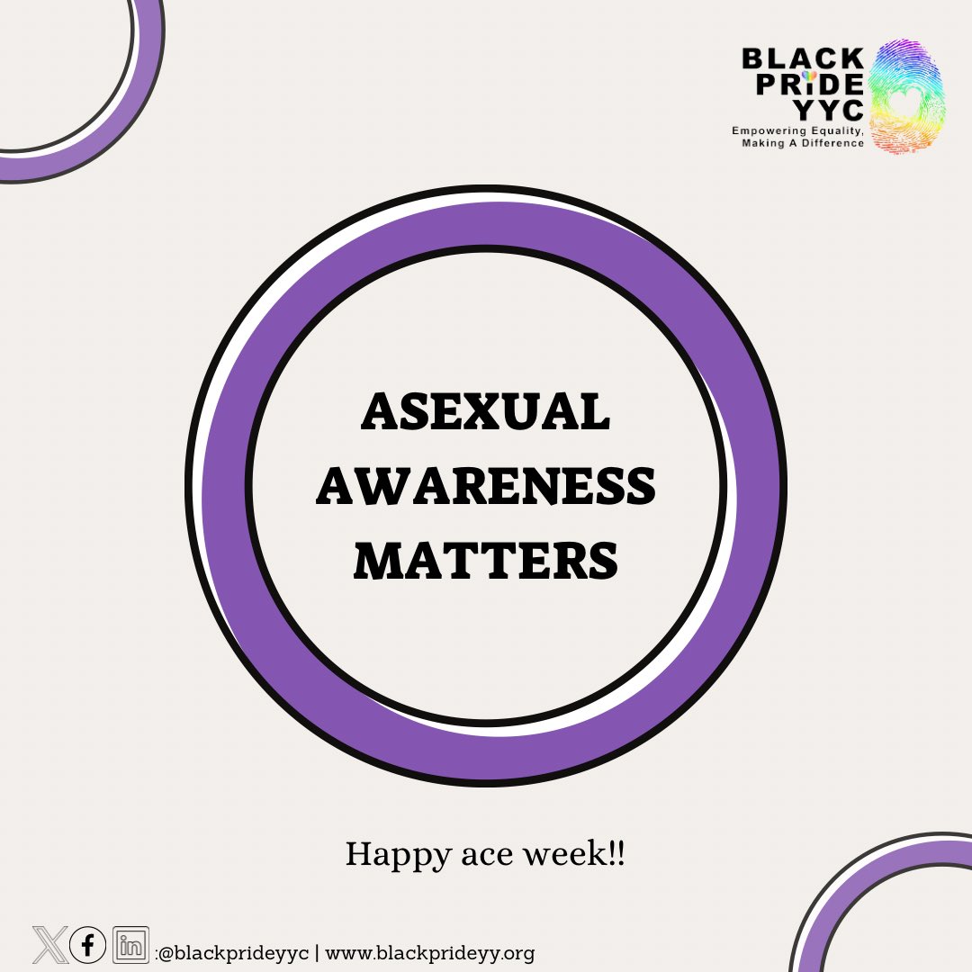 Celebrating Asexual Awareness Week with pride and solidarity! 

Let's spread love, understanding, and acceptance for all aces, because everyone's unique journey deserves recognition🖤🤍💜

#asexualawarenessweek #loveIslove #asexualitymatters #blackprideyyc #calgary2slgbtq+ #bpy