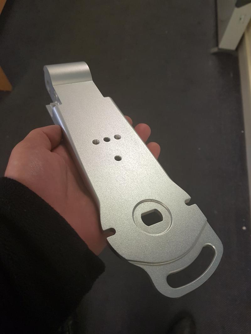 Part of the day. Machined from a billet of Aluminium, then Bead blasted and anodised. rayburn.co.uk