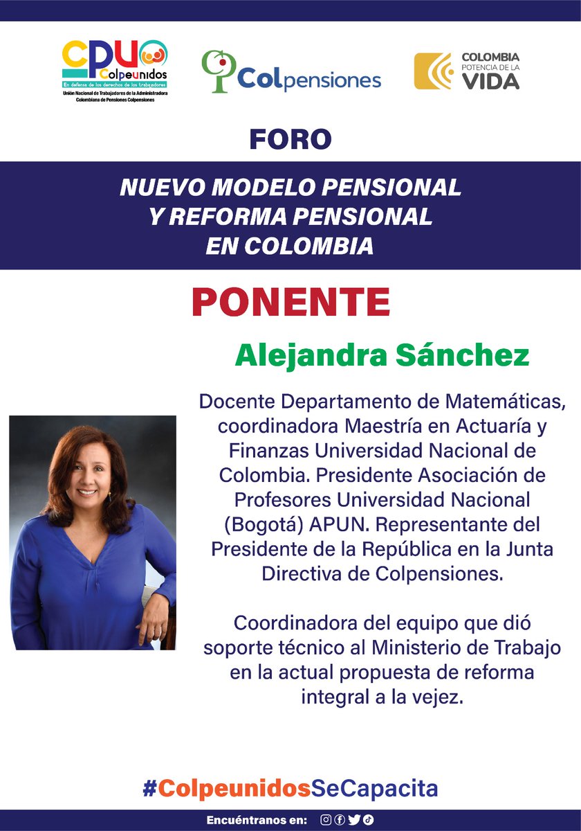 colpeunidos's tweet photo. Foro Nuevo Modelo y Reforma Pensional @petrogustavo escenario generado para que nosotros como trabajadores @Colpensiones tengamos la oportunidad de formarnos dentro de la propuesta legislativa @MintrabajoCol desde la academia @dussanja @gloriainesramir https://t.co/dX6n2iMUHZ