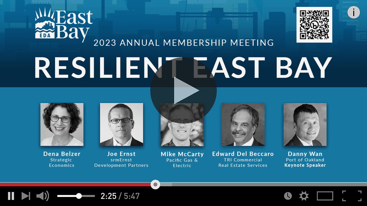 ICYMI last week, a recording of #ResilientEastBay, our 2023 annual membership meeting, is now on YouTube. We had an informative discussion and Q&A on the current state and future of #EastBay #manufacturing, land use, the #workforce, and more! youtu.be/AfWrpKQwXdg #EastBayEDA