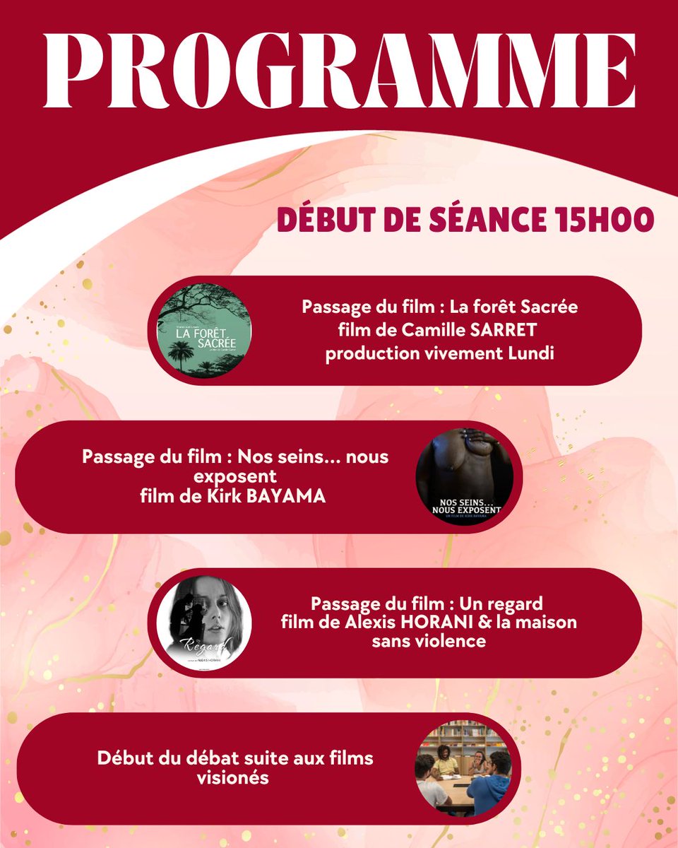 APFEX2021's tweet photo. L'association organise un ciné débat autour des violences faites aux femmes

Le programme :

RDV Le Samedi 25 Novembre 15h

Au cinéma les 3 Luxembourg 67 rue monsieur les princes 75006 Paris

Visionnage des 3 films pour une durée de 52 minutes

#cinedebat #association #femme https://t.co/QRG4SGOlxO