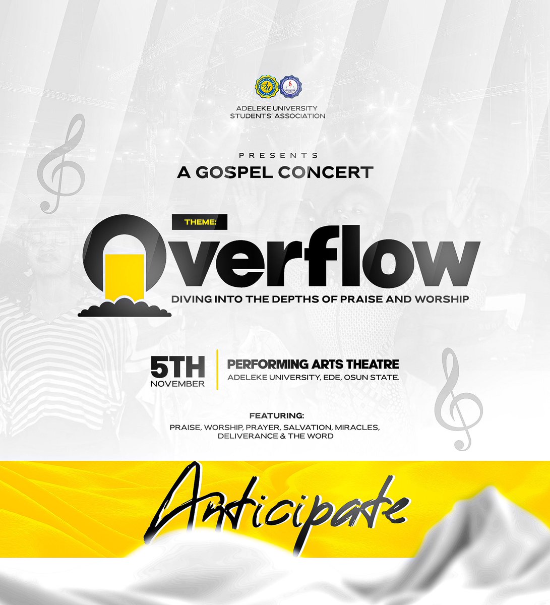 ausa_connect's tweet photo. Dive into the divine at ‘Overflow’ Gospel Concert, ANTICIPATE!!!

For Enquiries, reach out to 07089792290 or 09074874936.

#OverFlow #GospelMusic #God https://t.co/ULaoLEGBj8