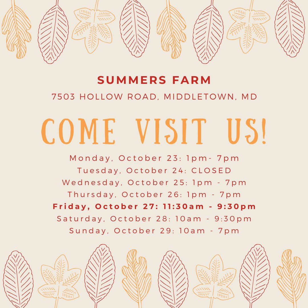 SummersFarm's tweet image. Last full week of fall fun at Summers Farm! Come get your pumpkin pickin', pillow jumpin', and goat pettin' in before the end of the season! Buy your tickets online and save! summersfarm.ticketspice.com/fall-festival-…
