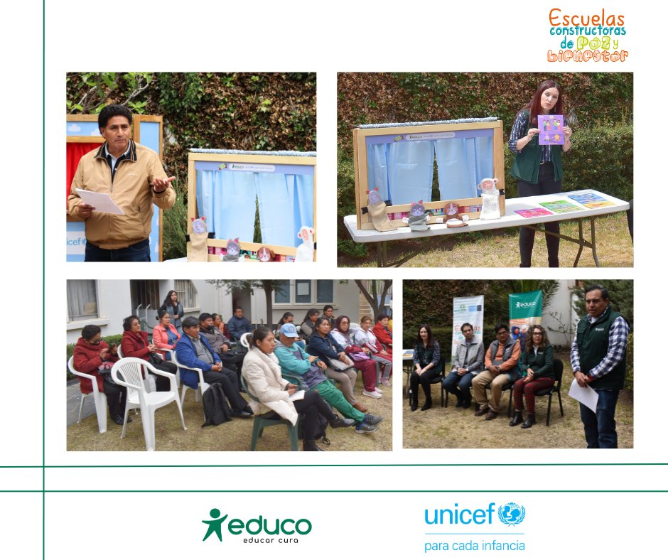 EducoBol's tweet photo. El proyecto Escuelas Constructoras de Paz y Bienestar, implementado por Educo y UNICEF, realizó la entrega de materiales a 20 unidades educativas priorizadas en La Paz, en coordinación con la Dirección Municipal de Educación del (GAMLP). 
#EstrategiasDidácticas #Teatro #Cartillas https://t.co/IcQf61UqQR
