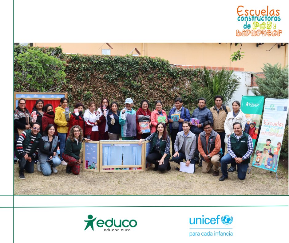 EducoBol's tweet photo. El proyecto Escuelas Constructoras de Paz y Bienestar, implementado por Educo y UNICEF, realizó la entrega de materiales a 20 unidades educativas priorizadas en La Paz, en coordinación con la Dirección Municipal de Educación del (GAMLP). 
#EstrategiasDidácticas #Teatro #Cartillas https://t.co/IcQf61UqQR
