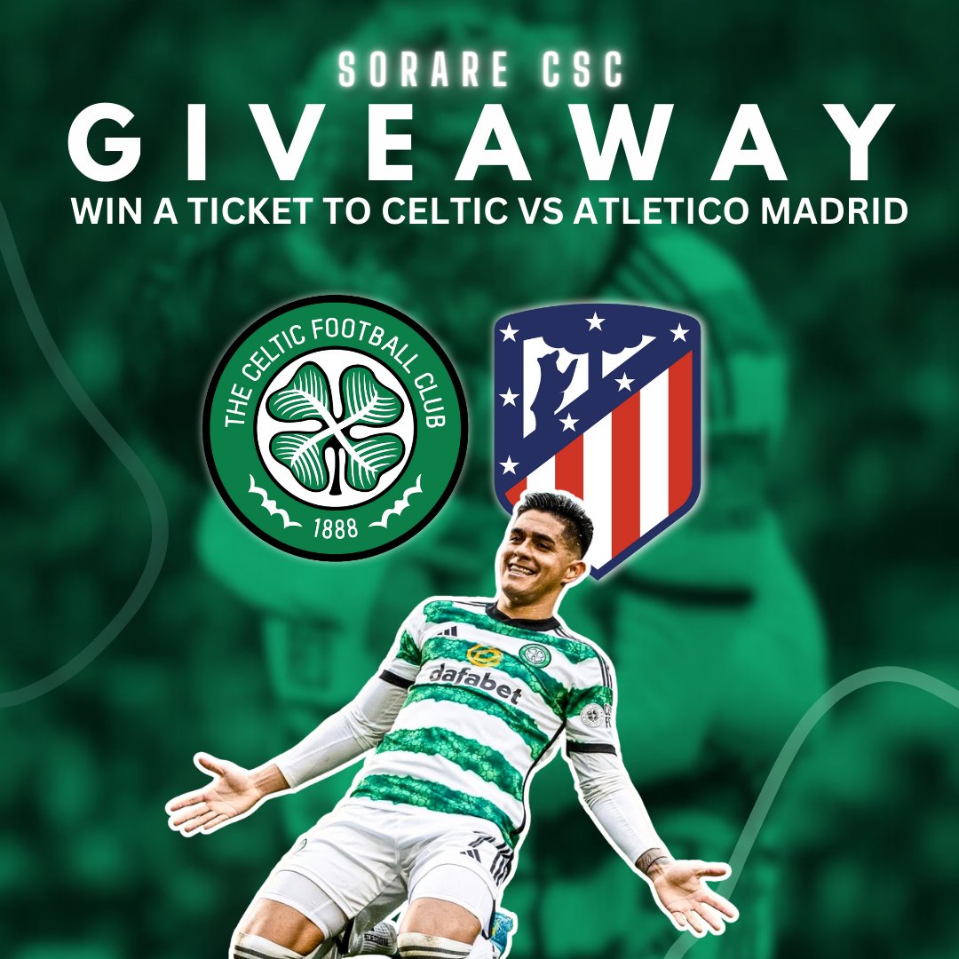 Quinny3001's tweet image. 🍀🎟️CELTIC V ATLETI TICKET GIVEAWAY🚨

Me, @Plastician &amp;amp; @McBrideAce will be at the game thanks to @Sorare and I have a ticket to giveaway!!

How to Enter

1. Follow me
2. RT
3. Comment your score prediction below

Winner Announced on @HereCelts tomorrow night on the CSC…
