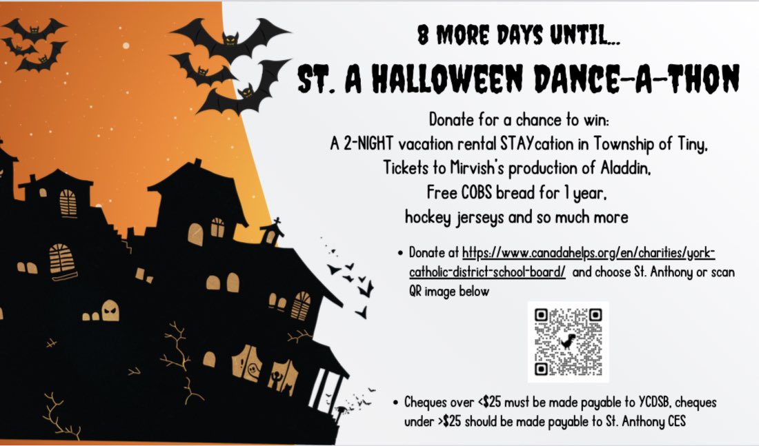 Help support our school with donations to our annual Halloween Dance-A-Thon!