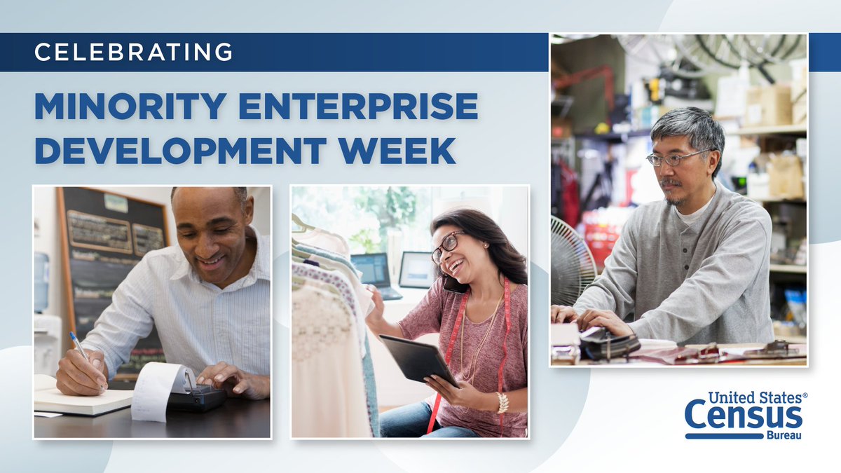 uscensusbureau's tweet photo. It’s National #Minority Enterprise Development Week!
 
Check out our #StatsForStories article to learn about #MEDWeek and explore #CensusData on the nation's minority-owned businesses.

👉 https://t.co/WpIh82eE6h
 
#2023NationalMEDWeek #2023MEDWeek https://t.co/eXKgMcSowl