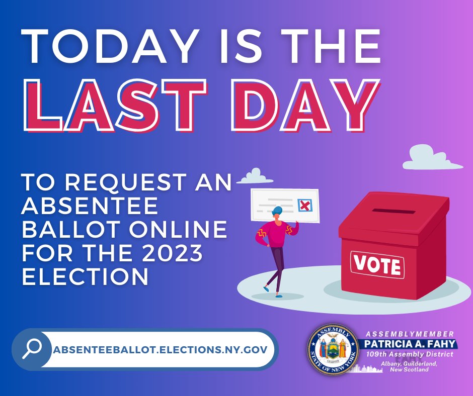 🗳️ Today is the last day to request an absentee ballot online through the absentee ballot portal in time for the 2023 general election in New York!

You can do so here: absenteeballot.elections.ny.gov