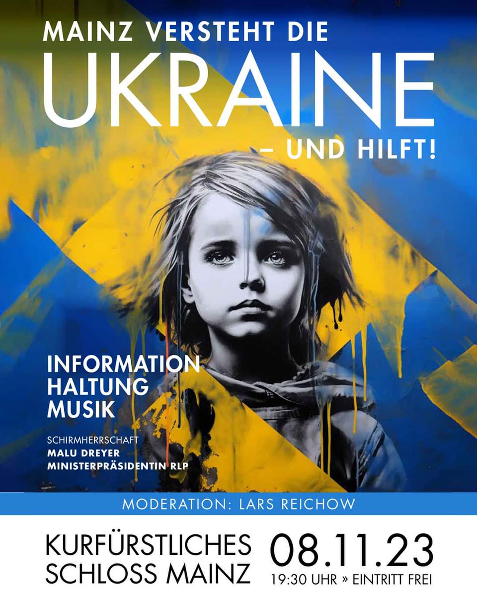 Liebe Leute aus Mainz und Umgebung,

Mainz versteht die Ukraine – und hilft: unter diesem Motto möchten wir mit euch einen Abend der Solidarität und Hilfs­bereitschaft verbringen...

Der Eintritt ist kostenlos. Sichert euch jetzt euren Platz: eventbrite.com/e/mainz-verste…