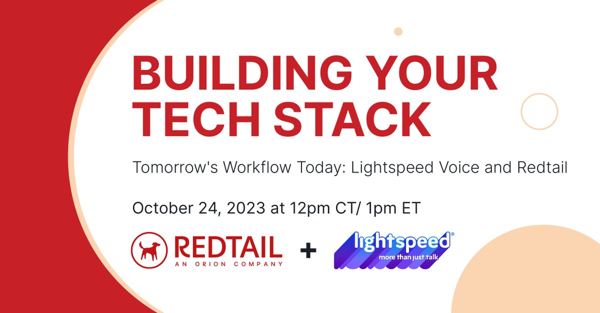 RedtailCRM's tweet photo. 🚀 Ready for a workflow game-changer? Dive into the magic of the @LightspeedVoice + #RedtailCRM with us tomorrow, October 24 at 12:00 PM CT.

You'll learn how to boost mobility, embrace flexibility, &amp; #worksmarter wherever you are. Save your seat! 👉 https://t.co/fWBmQ5YUBb https://t.co/YuUOsxaZTT