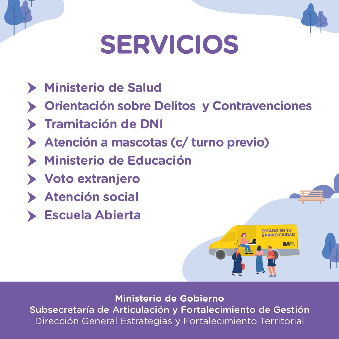 #elestadoentubarriociudad cerca de los vecinos de la Ciudad 🏡

✅ Registró civil (tramitación de DNI)
✅ Asistencia Social
✅ Ministerio de Salud
🚌 Y otros servicios mas!!! 

Nuestro Cronograma 🚌:
- Miercoles 25/10 Plaza Congreso.