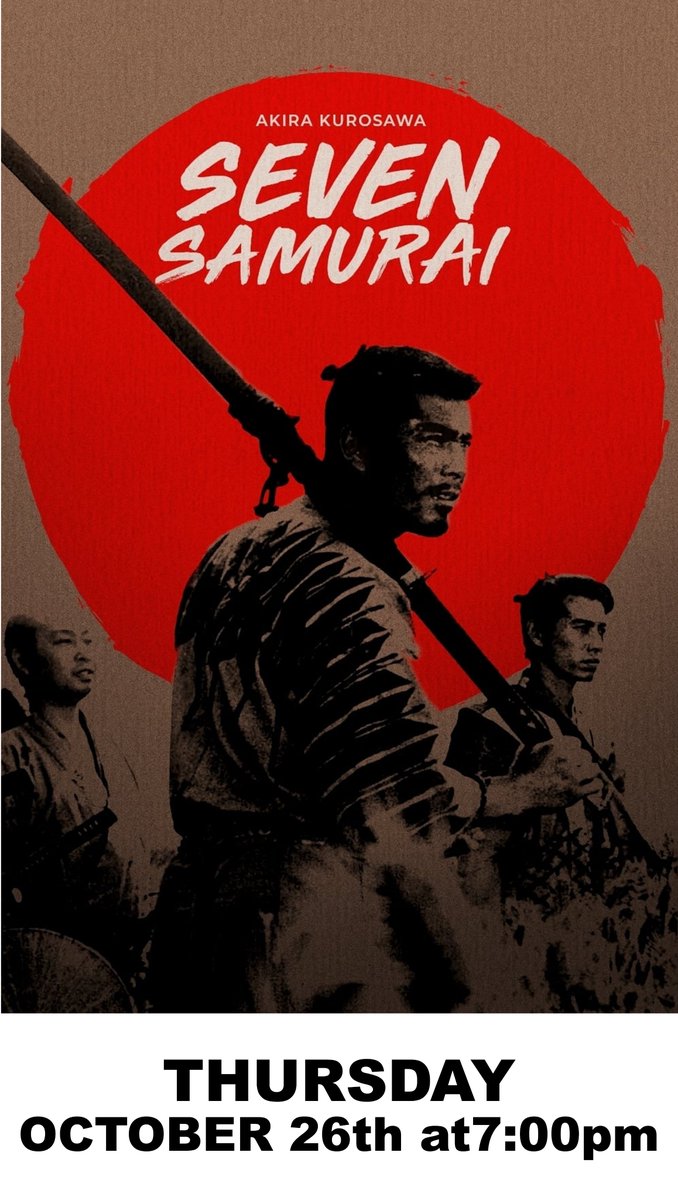 BarrymoreFilm's tweet photo. https://t.co/MLVZ8vPoG1
@BarrymoreFilm presents SEVEN SAMURAI in 35mm on Thursday, October 26th at 7pm. This movie is the 1st in our WORLD CINEMA SHOWCASE. Don't miss a single film! #bfcftlee #barrymore #barrymorefilmcenter #sevensamurai https://t.co/UP10IAN8oG