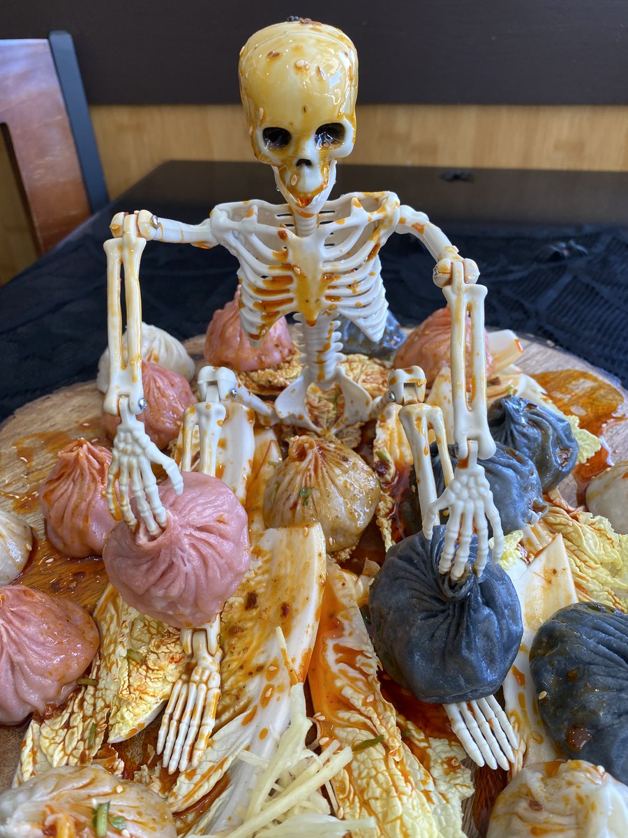 SFChiliHouse's tweet photo. Skeleton 👻 likes dumplings? https://t.co/dAUYxUolrn