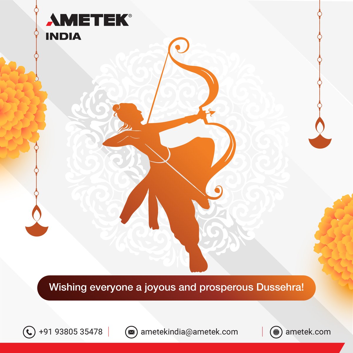On this day of Triumph of Good over Evil, AMETEK India wishes you Success and Happiness in Everything you do.
