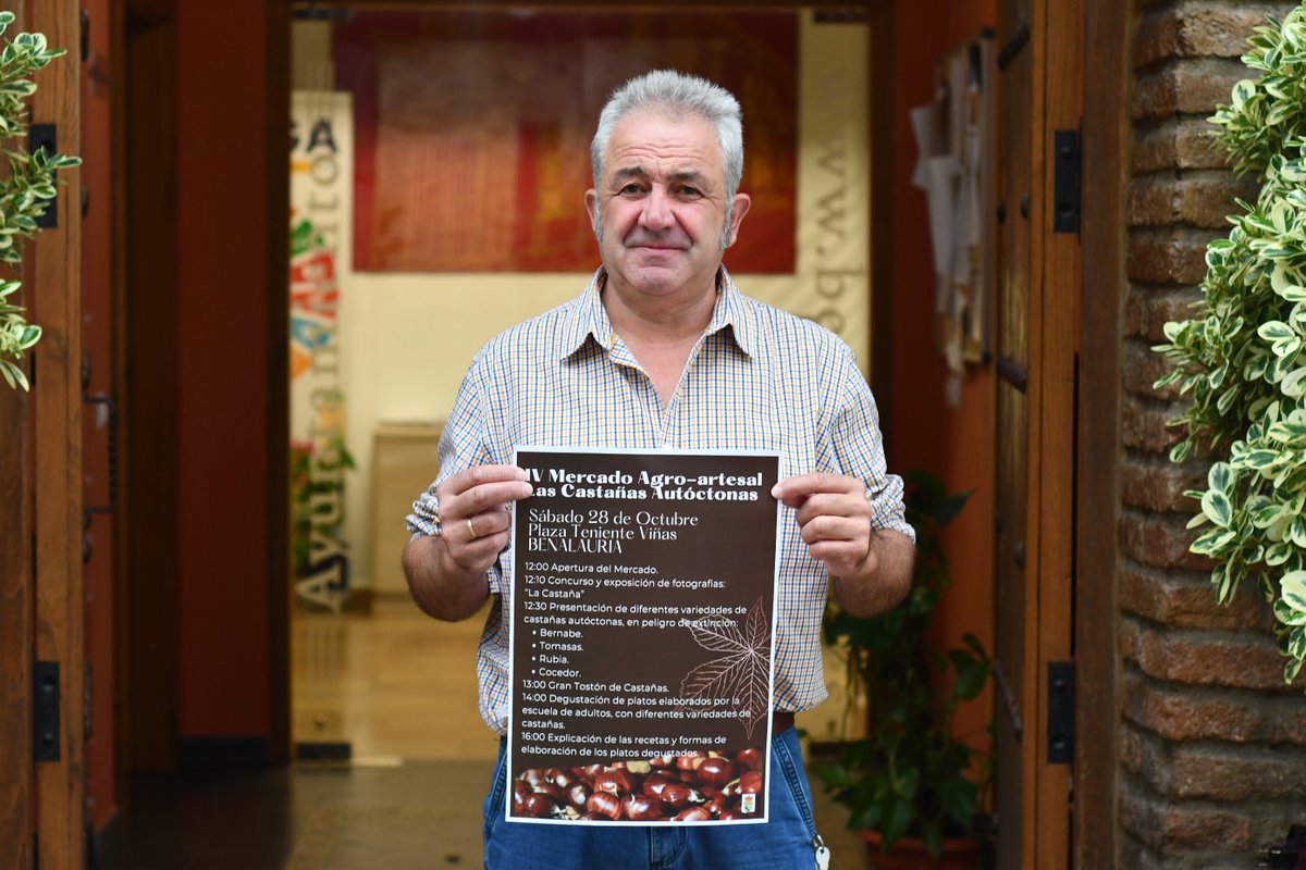 AltoGenal's tweet photo. #BENALAURÍA DEDICARÁ A LAS #CASTAÑAS SU IV #MERCADO AGRO-#ARTESANAL
#ValledelGenal #SerraniadeRonda @AytoBenalauria @turismodeMLG #castanas #FiestasDeOctubre @AndaluciaTB https://t.co/7H1XxDrCr1