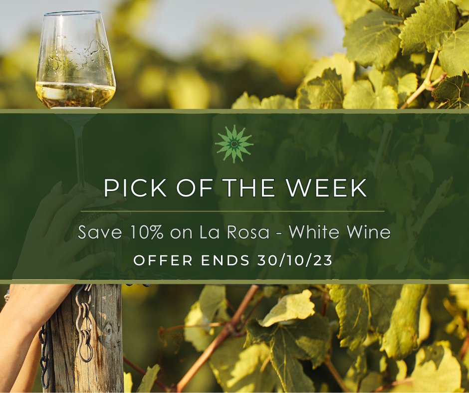 Pick of the Week! Save 10% on Quinta de la Rosa Douro La Rosa White. Offer ends 30-10-23 Shop Now - ow.ly/lj9E50PZR3p