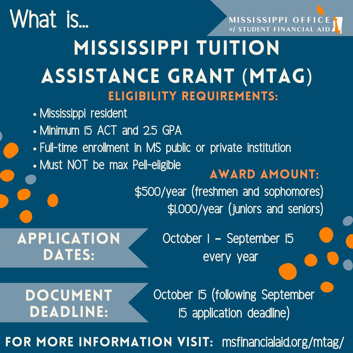 24-25 MS Aid Application is OPEN! Apply today! For more information visit: msfinancialaid.org