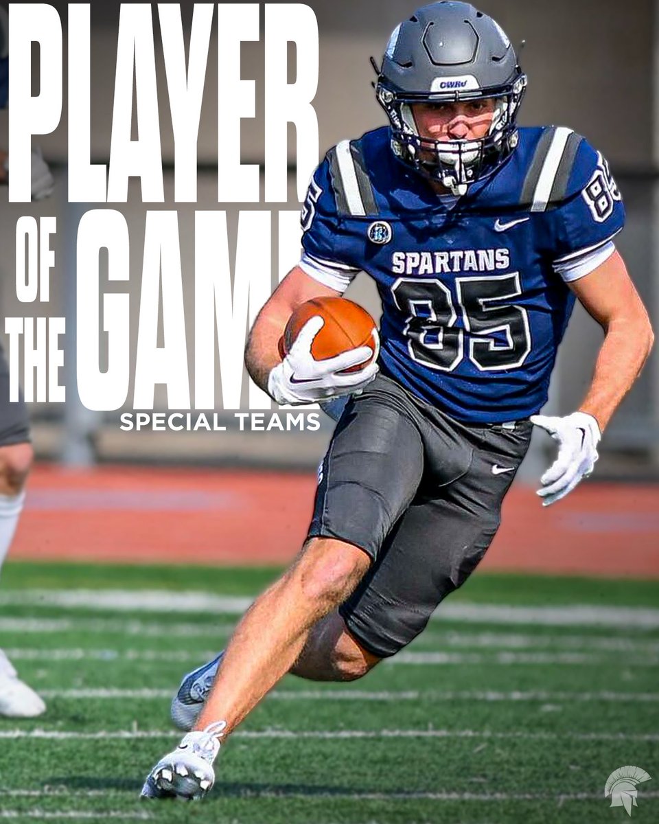 CWRUFootball's tweet image. 𝗦𝗽𝗲𝗰𝗶𝗮𝗹 𝗧𝗲𝗮𝗺𝘀 𝗣𝗹𝗮𝘆𝗲𝗿𝘀 𝗼𝗳 𝘁𝗵𝗲 𝗚𝗮𝗺𝗲:

@thomasyoderjr 🧨

@Kinger025 🗣️

The Kickoff Unit 👟

#BlueCWRU #RollSpartans #d3fb