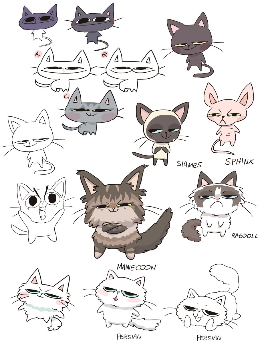 IzzyRaeComix's tweet photo. Cat Sticker Series Rough Concepts 1:

I wanted to do something with goofy smug cats for quite a while. Had trouble deciding on what style to go with at first. 😺

#Stickers https://t.co/mHpYCCjaIh