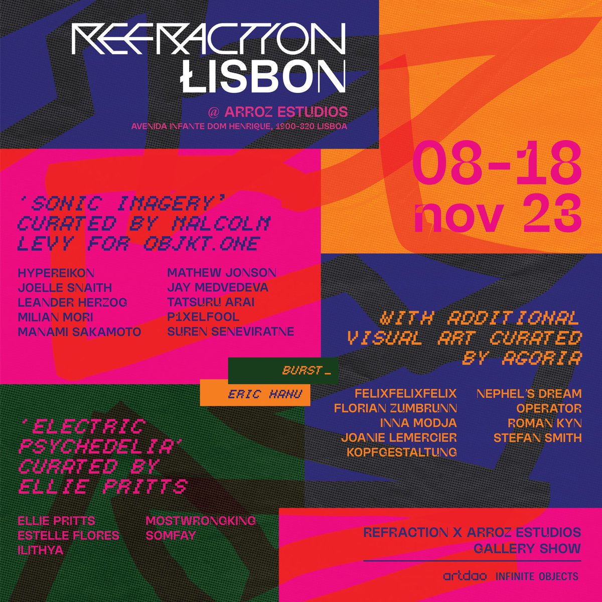 Big news! We’re coming to Lisbon for the first time, and bringing a group of friends with us 💖 In collaboration with <a href="/ArrozEstudios/">Arroz Estúdios</a> and <a href="/Artdao_xyz/">Artdao</a>, we've put together 10 days of digital art with <a href="/elliepritts/">ellie pritts 🐸</a>, <a href="/agoriamusic/">{agoria}</a>, <a href="/objktone/">objkt.one</a>, and @ourZORA! From November 8th to the 18th,