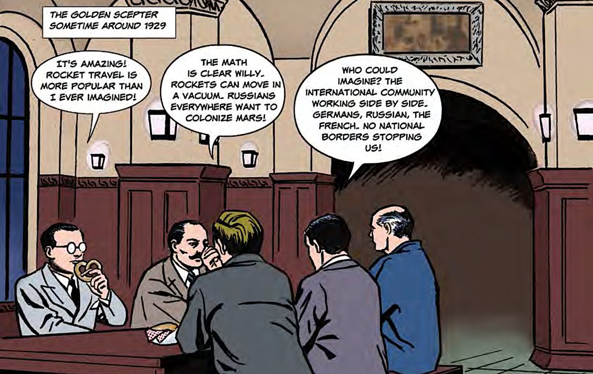 A notional conversation about space in 1929 - an excerpt: "From the Earth to Mars" - a new graphic novel from space pioneer <a href="/jeffmanber/">Jeffrey Manber</a>. Now available from Multiverse.media at amazon.com/Earth-Mars-Sur… #Moon #Mars #Artemis 1/5 - next episode tomorrow!
