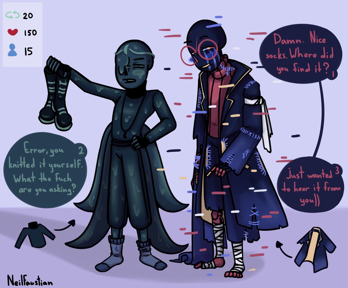 neilfaustian's tweet photo. Finally a part 2!
I was a little late, as I was making my first answer in OTP Ask for these two. I'll post it here a little later

(👤445 now)  

#errormare #nighterror #errorsans #errortale #undertaleAU #NightmareSans #Dreamtale #FGOD https://t.co/8kKoL7FTET
