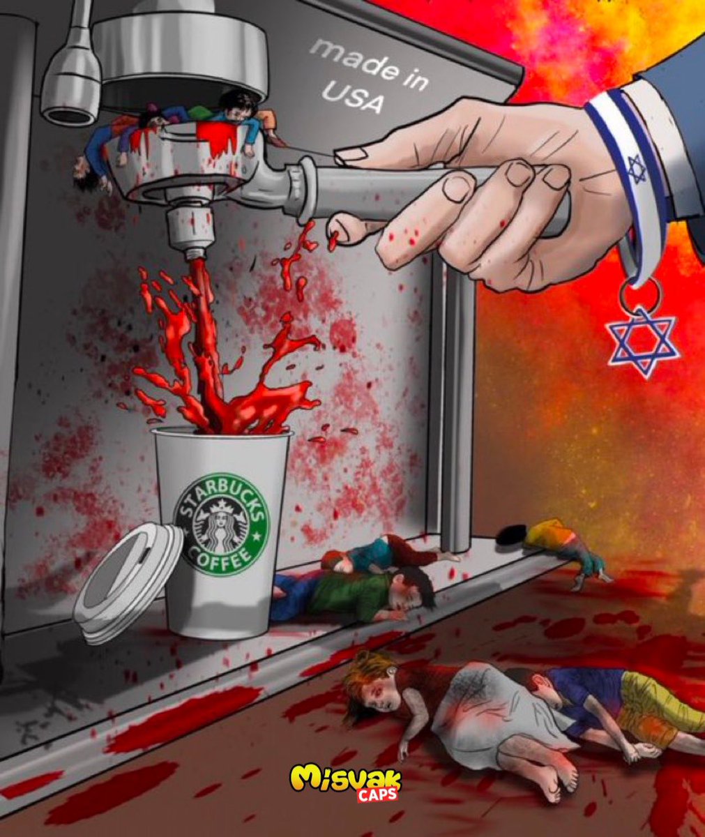 Karton kutudaki 5 liralık kahveyi 90 liraya alıp, Olimpiyat Meşalesi gibi elinde gezdirdiğinde kendini Lord zannedenlere: Zalim İsrail; genç-yaşlı, çocuk-bebek, Müslüman-Hristiyan demeden soykırım yapıyor ve Starbucks denen firma bu katliama destek oluyor. #GenocideSupporters