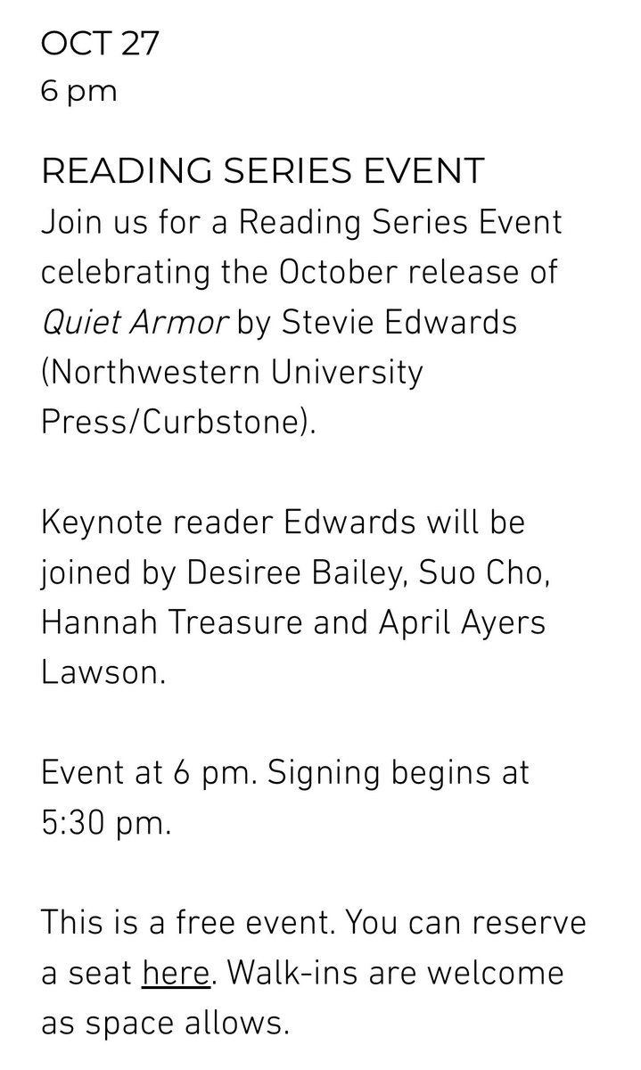 Our very own poetry editor, Stevie Edwards, will be the keynote reader of an event at Pendleton Bookshop with other fabulous poets we admire, in celebration of her new book! Find out more and reserve a seat here: pendletonbookshop.com/about-8 📖🎤🧡