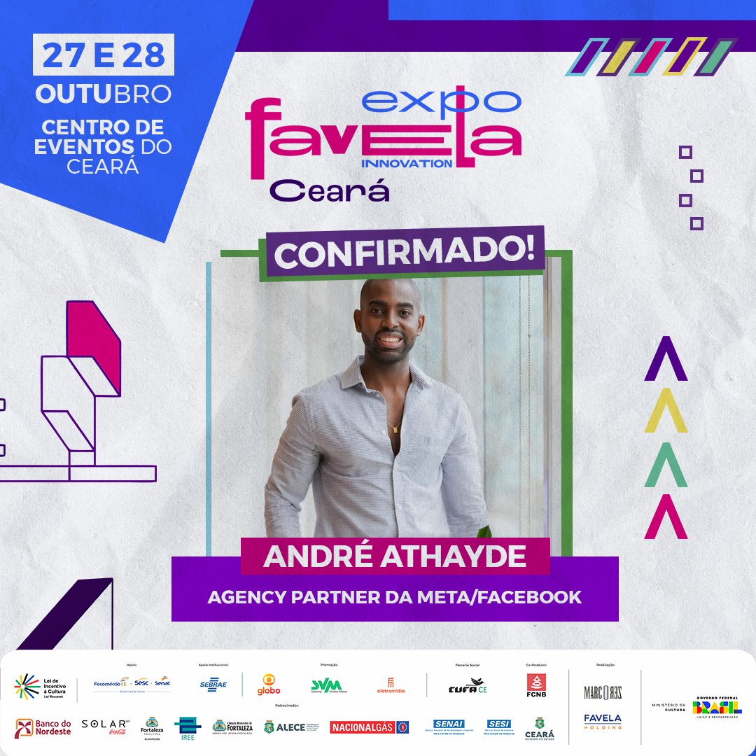 expofavelaceara's tweet photo. André Athayde é mais um confirmado na Expo Favela Innovation Ceará 2023! 

A Expo Favela Innovation Ceará acontecerá nos dias 27 e 28 de outubro, no Centro de Eventos. https://t.co/XNKTgYMK94