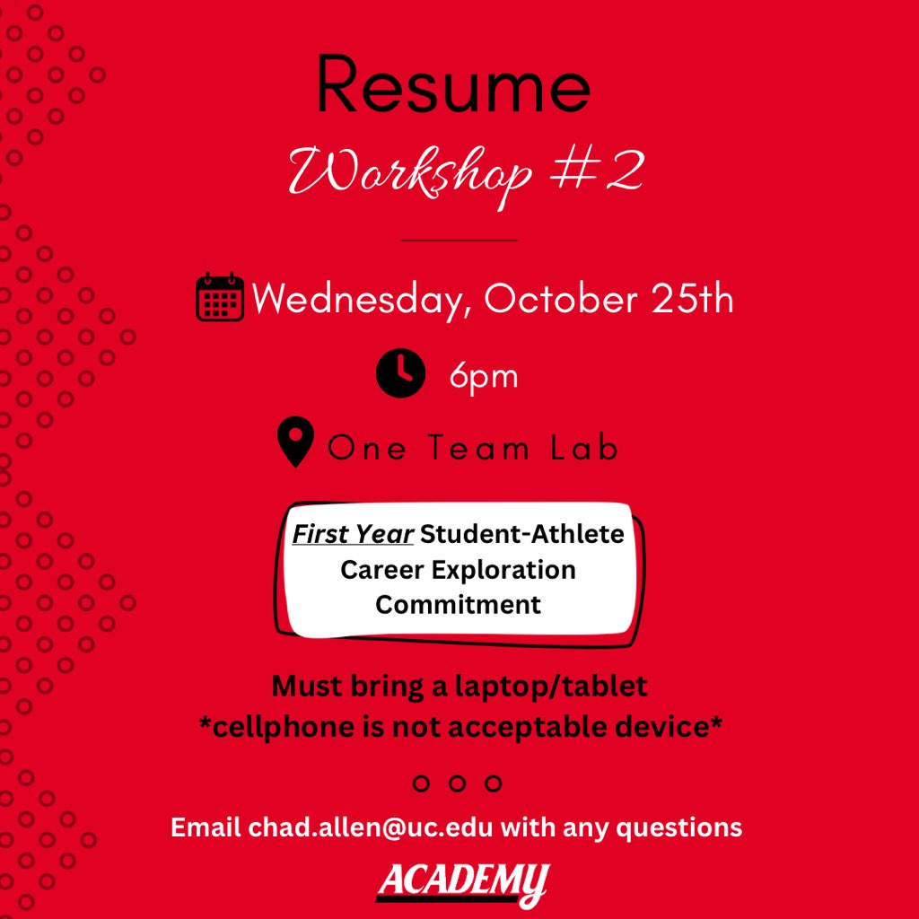 Join us on Wednesday for our second resume workshop of the semester! ✍️ #bearcatsgopro