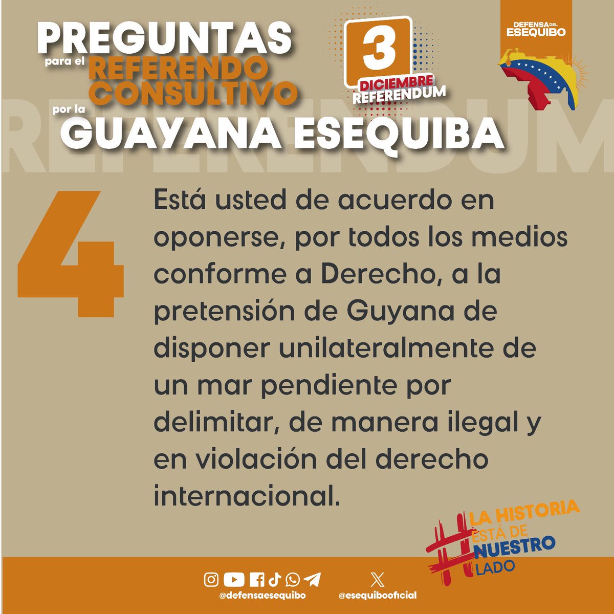 Estas son las preguntas que le serán consultadas al pueblo venezolano el próximo 3 de diciembre, en su legítimo derecho de defender nuestro territorio Esequibo.