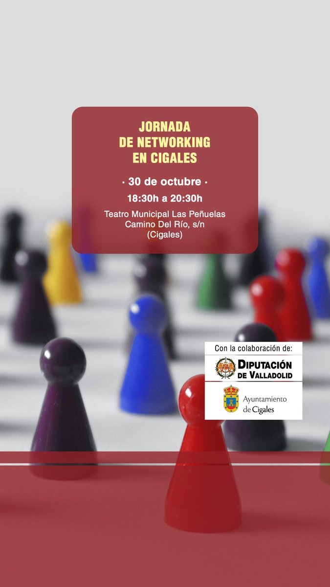 ¡Nos vamos a Cigales!
El próximo lunes 30 de octubre, AJE Valladolid organiza un nuevo #networking  con la colaboración del Ayuntamiento de Cigales y la <a href="/Dip_Va/">Diputación de Valladolid</a>. 
Recuerda que, como siempre, las plazas son limitadas. ¡Apúntate ya!

ajevalladolid.es/blog/proximos-…

#Cigales #docigales