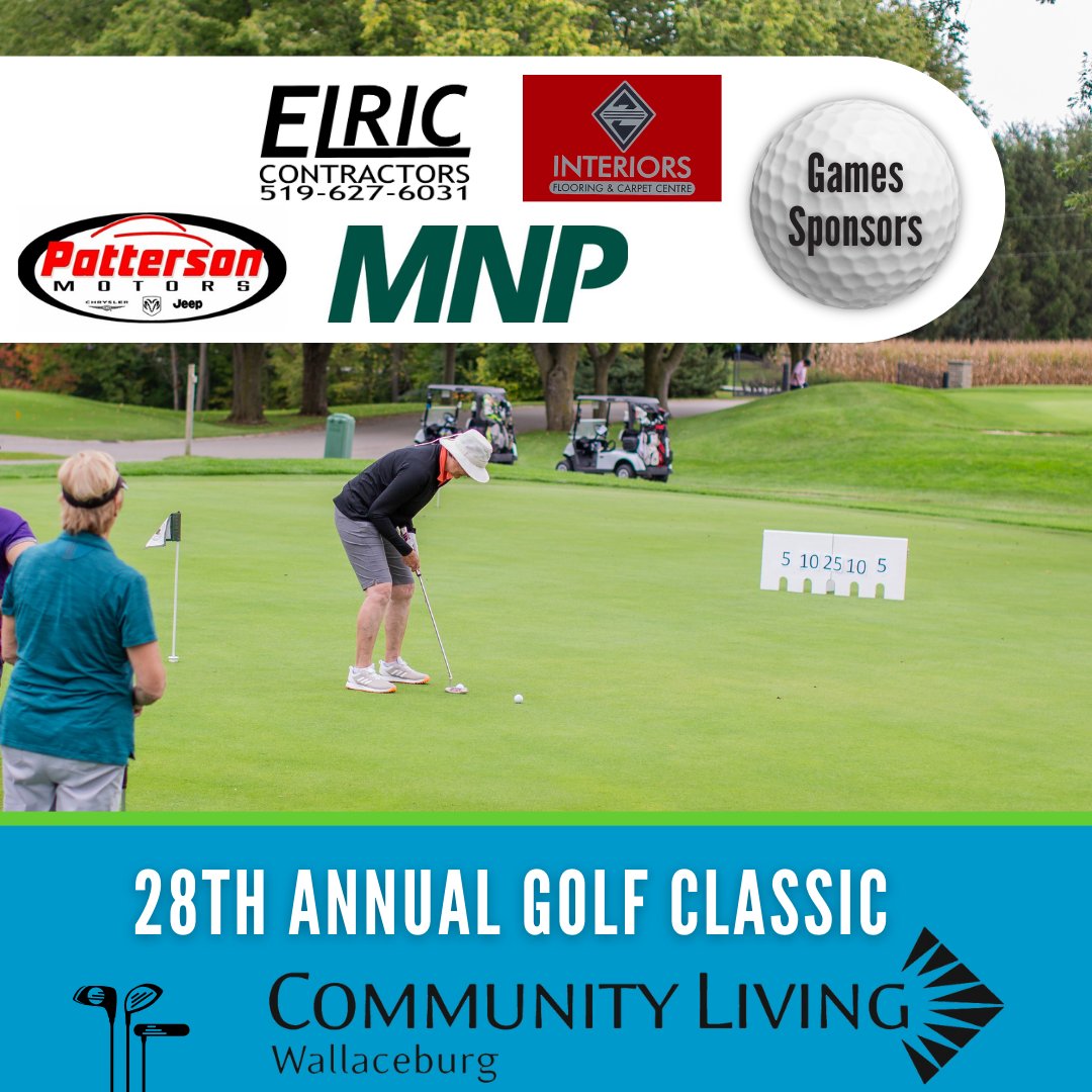 Thank you to each of our 28th Annual Golf Classic Games Sponsors! Our sponsors were:
⛳ Elric Contractors (Chipping Contest)
⛳ Zuidema Interiors (Marshmallow Drive)
⛳ Patterson Motors (Closest-to-Pin)
⛳ MNP (Putting Contest)