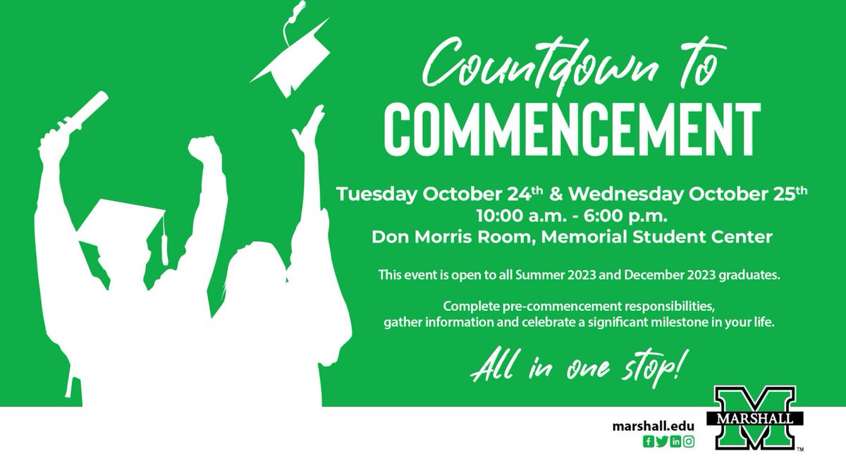📢Attention future #HerdAlum: Moving away or staying close to home, we have an Alumni Chapter for you! We can't wait to meet you, load you up with gear and connect you with a chapter this week at Countdown to Commencement.

#ForMarshallU #2023Grad