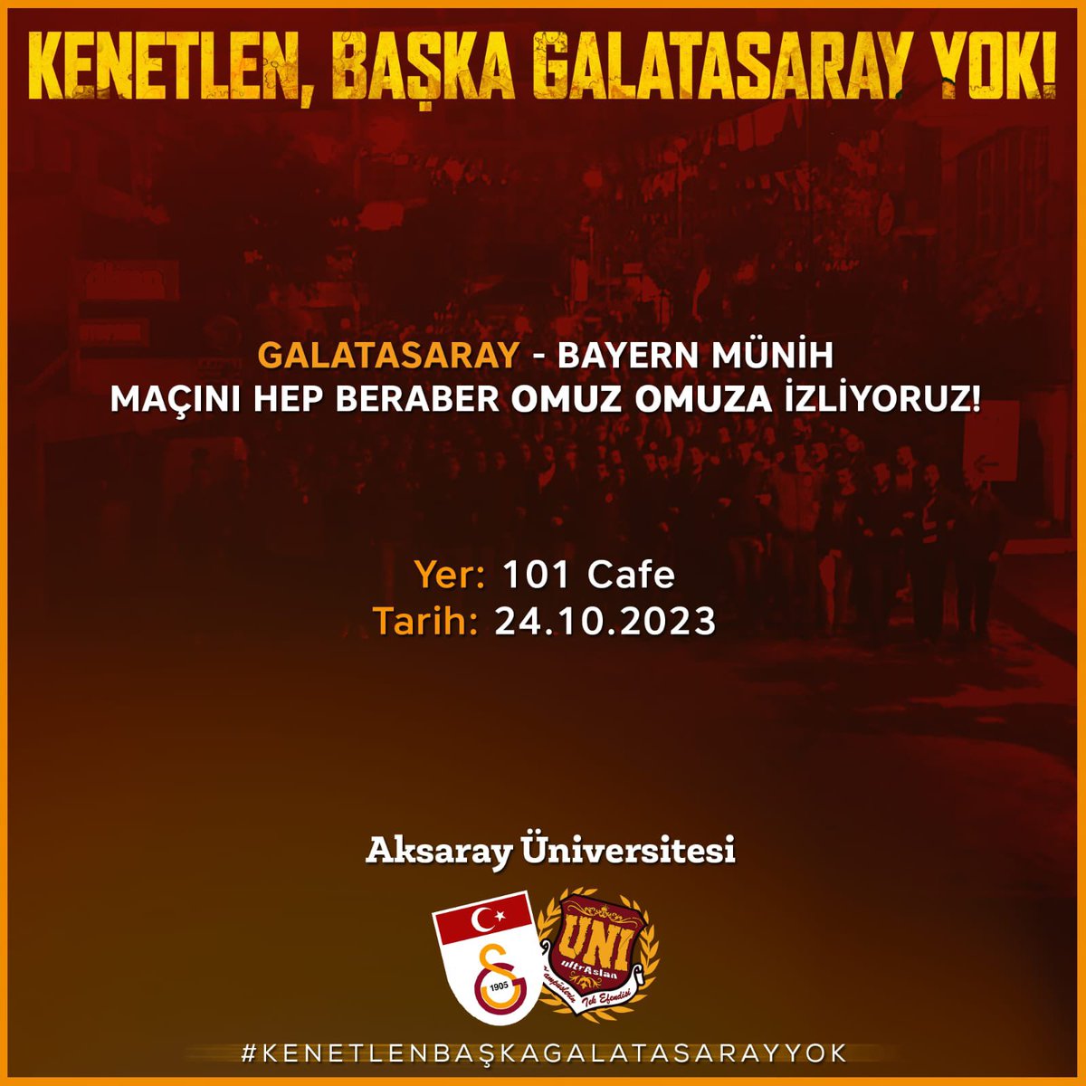 Galatasaray'ımızın Şampiyonlar Ligi Maçını Hep Beraber Omuz Omuza İzliyoruz.

#ultrAslanUNI