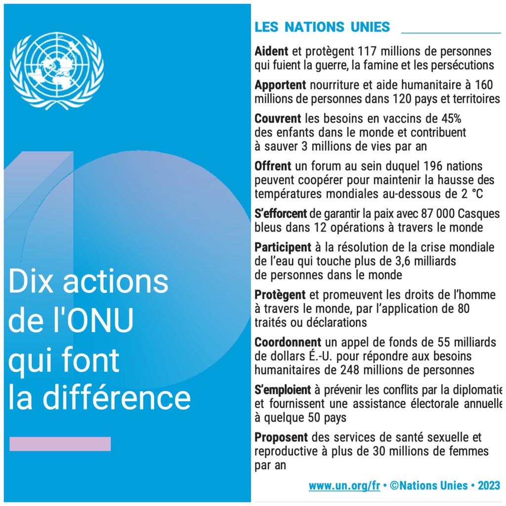 La Journée des Nations Unies est célébrée chaque année à la date du 24 octobre, jour anniversaire de l'entrée en vigueur de la Charte des Nations Unies en 1945. #UNDay @ONU_fr