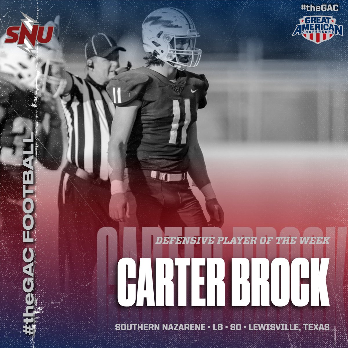 GACAthletics's tweet photo. #theGAC 🏈 WEEK SEVEN PLAYERS OF THE WEEK:    Co-Offensive - Andrew Edwards, QB @ReddieSports &amp; Kendel Givens, RB @OuachitaTigers 
Defensive - Carter Brock, LB @SNUAthletics 
Special Teams - Luke Watkins, P @OBU_Athletics https://t.co/26EU1xLaB6