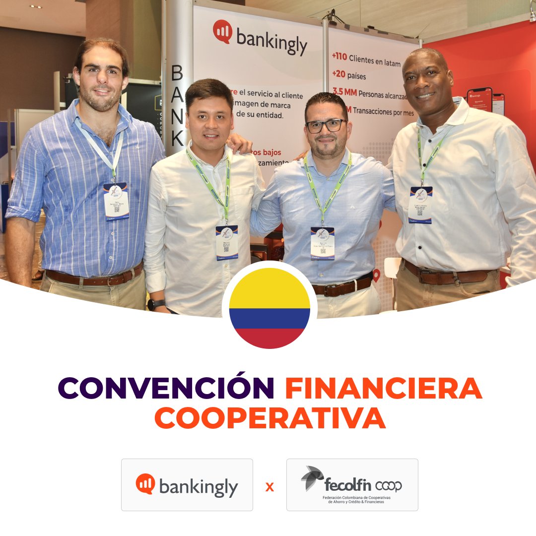 Bankingly's tweet photo. #Bankingly presente en la X Convención Financiera Cooperativa de @fecolfin dónde expusimos acerca del sector solidario en #Colombia y la evolución de la banca digital a nivel local. 

Nos emociona seguir apoyando al sector solidario colombiano a través de nuestra #tecnología 📲 https://t.co/Nese63C0GK