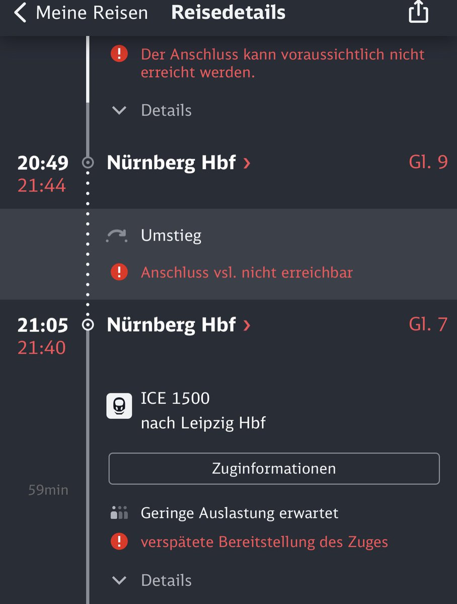 Michaela von Aichberger (@frauenfuss) on Twitter photo Sitzt zufällig jemand im ICE 1500, der um voraussichtlich 21:40 Uhr in Nürnberg ankommen wird? Haltet den Zug Minimum 6 Minuten auf, damit wir noch reinspringen können. Sonst werden wir erst weit nach Mitternacht in Coburg ankommen. 😫 <a href="/DB_Bahn/">Deutsche Bahn Personenverkehr</a> so tut doch was! Sitzt zufällig jemand im ICE 1500, der um voraussichtlich 21:40 Uhr in Nürnberg ankommen wird? Haltet den Zug Minimum 6 Minuten auf, damit wir noch reinspringen können. Sonst werden wir erst weit nach Mitternacht in Coburg ankommen. 😫 <a href="/DB_Bahn/">Deutsche Bahn Personenverkehr</a> so tut doch was!