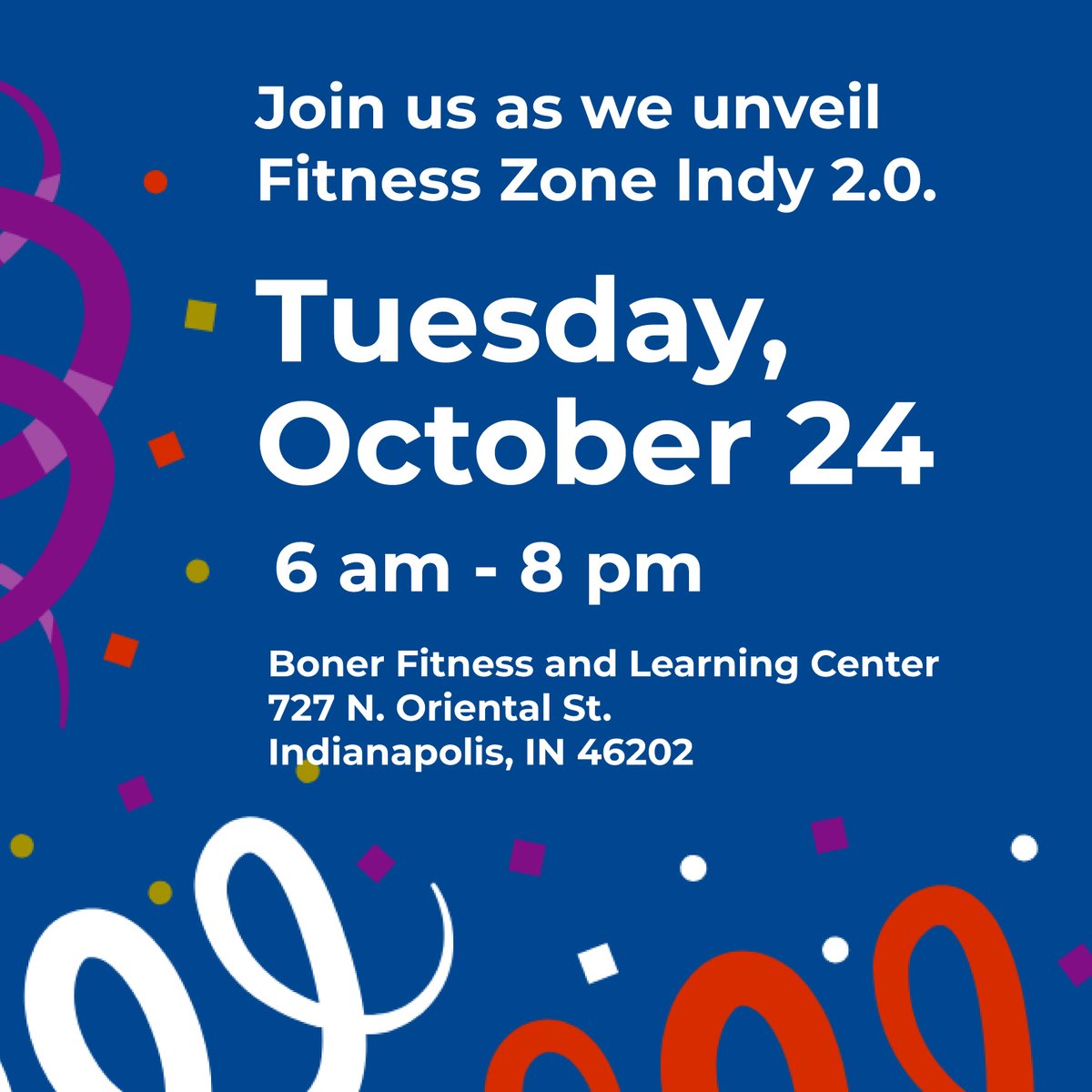 Let's celebrate! Will we see you tomorrow? See the changes, learn how to use our new app, see the new website, enjoy snacks, and more! A fun fitness giveaway will be available while supplies last.
#fitnesszone
#fitnesszoneindy
#youbelonghere