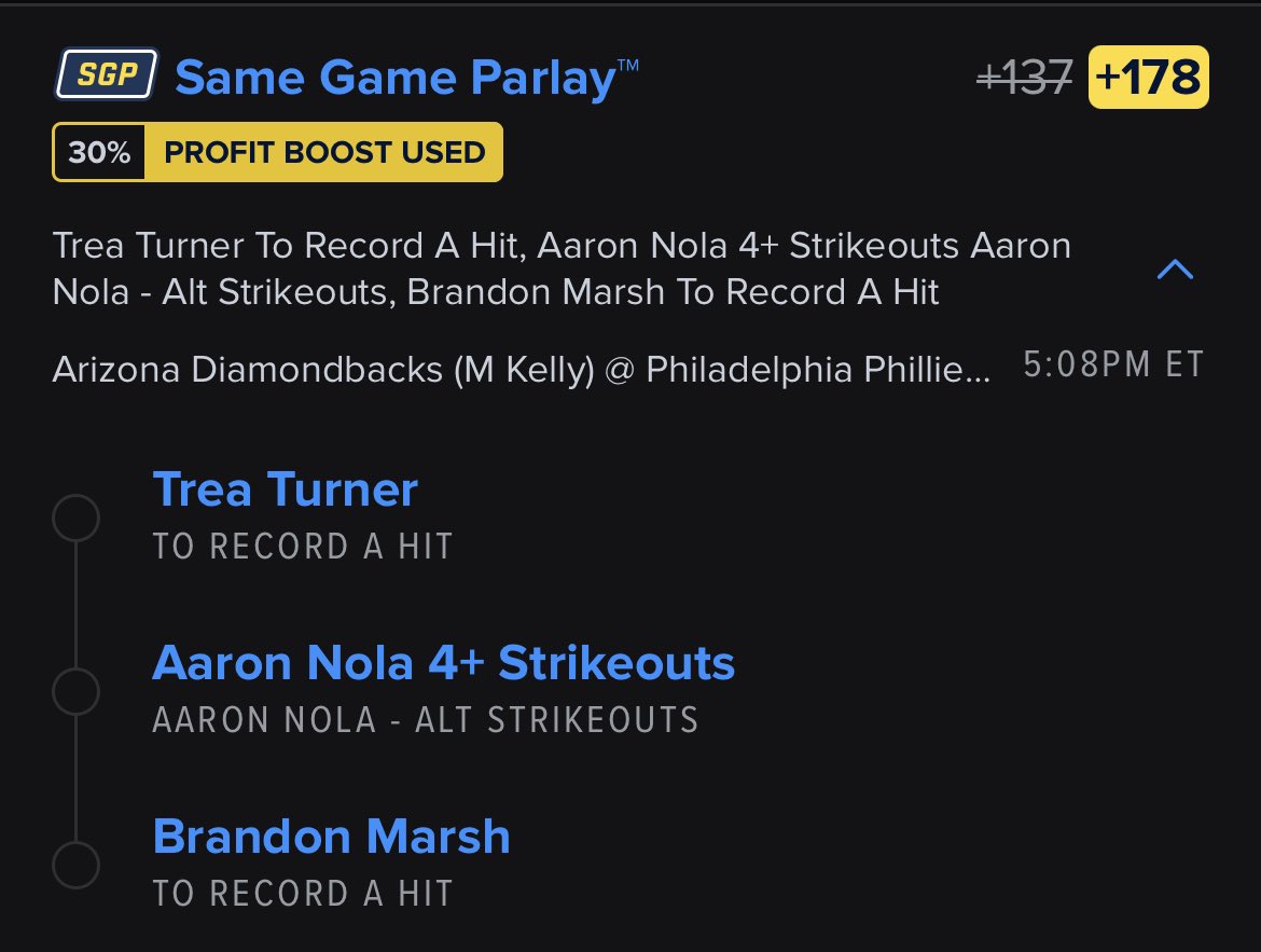 KeladiPicks's tweet photo. Fanduel play for the 3+ leg SGP MLB profit boost token https://t.co/yJu4S4sLoA
