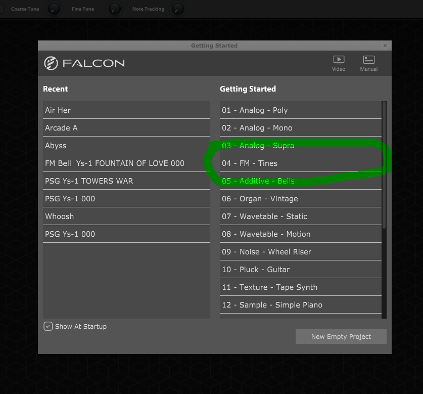 Andrew80286's tweet photo. Falcon 3のスタート画面でFM-Tinesを選択するとOPにエンベロープを設定してある音色になっていて便利なことを発見!
まぁ、エフェクターとかいろいろ余分なの付いているからそれは外さなきゃだけども。
これなら本格的にFM音源の音作りに挑戦できるか!?
#UVI #Falcon3 https://t.co/qyO4fqVuQ6